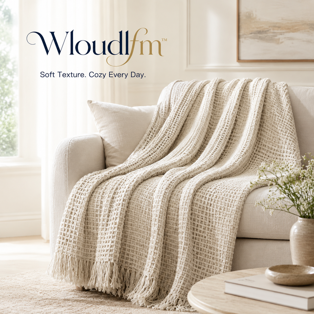 Wloudlfm™ Waffle Weave Throw Blanket for Couch & Bed