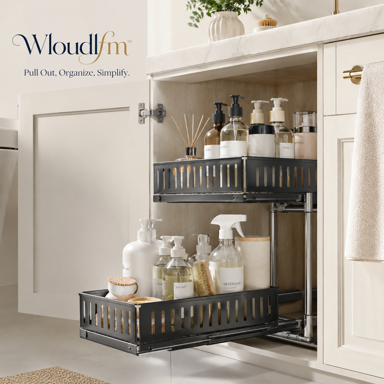 Wloudlfm™ Under-Sink Pull-Out Organizer Rack